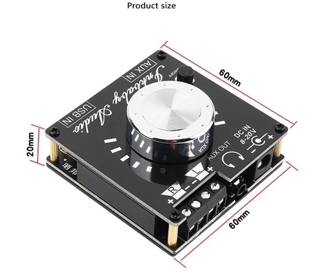 80W Dual Channel Bluetooth 5.0 Amplifier Board 60x60x30mm