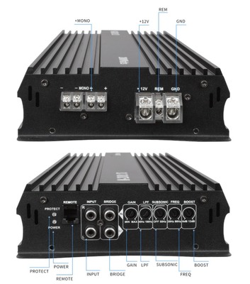 High-Power 12V 2000W Car Audio Power Amplifier 2000 Watt Mono Class D Subwoofer with Crossovers