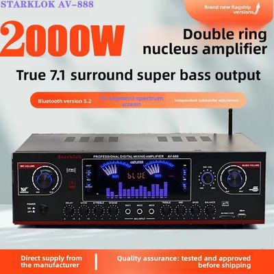 AV-888 7.1 Channel 2000W High Power Home Theater Karaoke Amplifier Speaker Dual Loop 12 Tube Made of Durable Metal