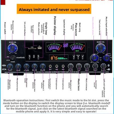 AV-9898 Cannon Home Audio Receiver Home Amplifier 5.1 CH 500W*2+200W Surround+300W Subwoofer Durable Metal Independent Passive