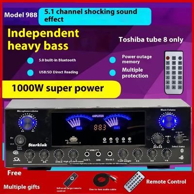 AV-988BT 5.1 High-Power Karaoke Home Conference Amplifier 8-Tube Subwoofer with Environmental Sensors HF