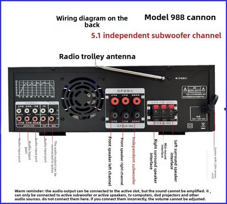 AV-988BT 5.1 High-Power Karaoke Home Conference Amplifier 8-Tube Subwoofer with Environmental Sensors HF