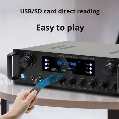 AV-628 Professional 5.1 Channel 600W Home Coaxial Subwoofer Amplifier High-Power Model BT Fiber Optic Receiver Cross-Border