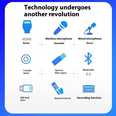 2.0 Channel High-Power 100W Wireless Karaoke Amplifier BT Lossless Decoding HDML ARC Optical Fiber Coaxial Electronics Stock