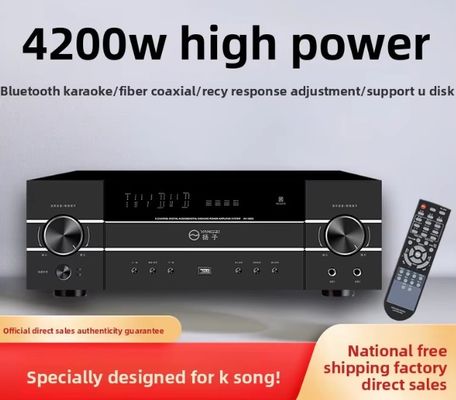 5.1CH 4200W High-Power Pro Audio Amplifier with Anti-Feedback, BT Wireless, for Home Karaoke Stage Performance KTV Meeting