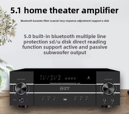 5.1CH 4200W High-Power Pro Audio Amplifier with Anti-Feedback, BT Wireless, for Home Karaoke Stage Performance KTV Meeting