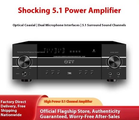 5.1CH 4200W High-Power Pro Audio Amplifier with Anti-Feedback, BT Wireless, for Home Karaoke Stage Performance KTV Meeting