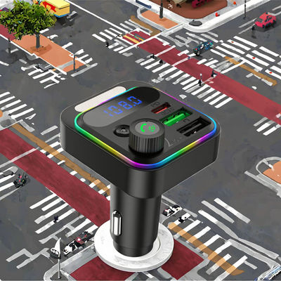 Portable Car BT Wireless Music Player Fast Charging FM Transmitter QC3.0 Car Phone Charger USB Port PD20W Mobile Phone