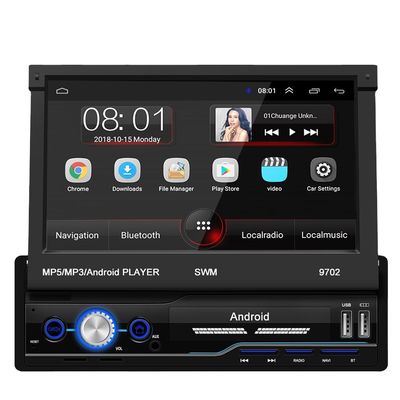 1 Din 7 Inch Retractable Touch Screen Android 2+32/2+64G Car Radio GPS with Carplay FM RDS Wifi BT AM USB & Stereo MP5