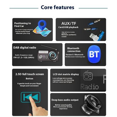 Creatall Special Clearance 2.5D Touch Screen Car MP3 Player with for BT Wireless USB Interface DAB Digital Radio Charger