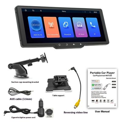 Creatall Portable 10.26inch HD Screen MP5 Player Wireless Carplay for Bluetooth Dashboard-mounted Stereo Android Auto Recorder