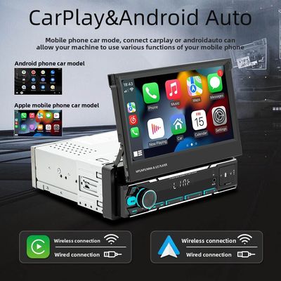 Creatall 7-Inch Wireless Universal Car MP5 Player Telescopic Single Spindle Dashboard Mounted MP3 Card Slot USB CarPlay