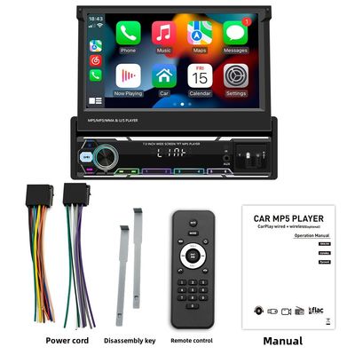 Creatall 7-Inch Wireless Universal Car MP5 Player Telescopic Single Spindle Dashboard Mounted MP3 Card Slot USB CarPlay