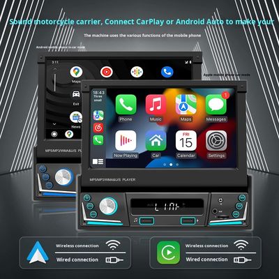 Creatall 7-Inch Retractable Screen All-in-One Wireless CarPlay Smart for Bluetooth Reverse Camera In-Car MP5 Player