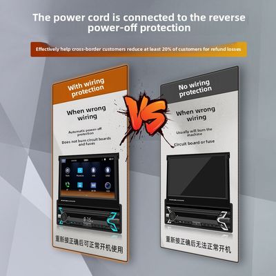 Creatall 7-Inch Single-Cylinder Retractable Screen Car MP5 Player HD BT Reverse Image Wireless Carplay USB-Dashboard Placement