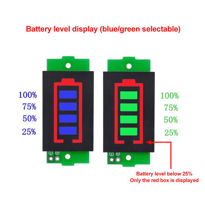 Three-String LED Display Indicator Board Vehicles 1-8S Lithium Battery Voltage Tester Module Blue Green Color for Li-ion