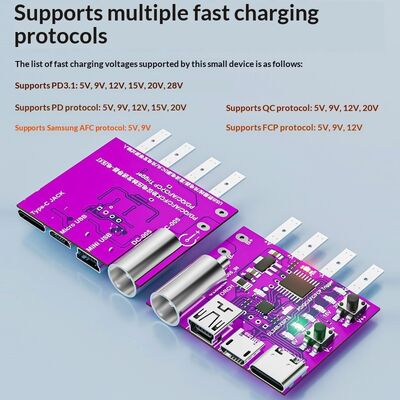 PD3.1 Fast Charging Protocol Test Board with QC2/FCP Support 5/9/12/15/20V Voltage Emulator 140W Charger Aging Module