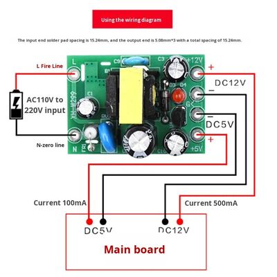 Switching Power Supply Module AC-DC Isolated PCB Board Universal 110-220V Input Dual Output 12V 0.5A + 5V Compact