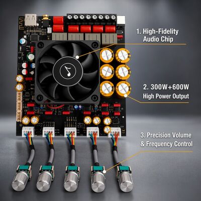 AD21P Qualc BT Wireless 2.1 Channel Class D Power Amplifier Board TPA3255 300Wx2+600W for Home Theater Subwoofer OEM