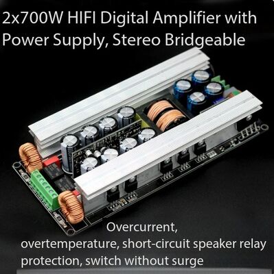 Stereo Two-Channel Digital Power Amplifier Board Switching Power Supply 2x300W/400W/500W/600W/700W Bridged Configuration Speaker