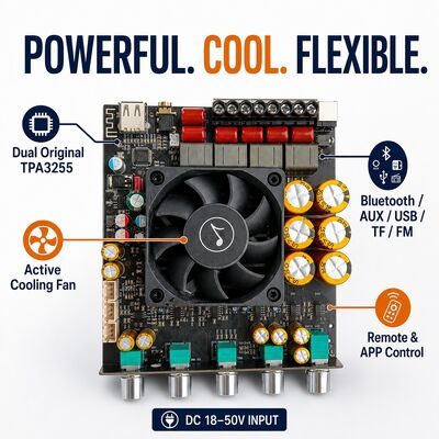 AS21P TPA3255 2.1 Channel Digital Amplifier Board 300Wx2+600W High Power Audio Module for Home Theater