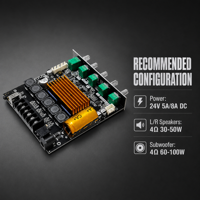 CA-TB21H 2.1 Channel TPA3116 Bluetooth Amplifier Board 50W+50W+100W Audio Amplifier Module with APP Control