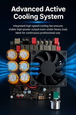 600W+600W Dual TPA3255 Amplifier Board Fan Cooling Class D Stereo Amplifier Board DC18-50V