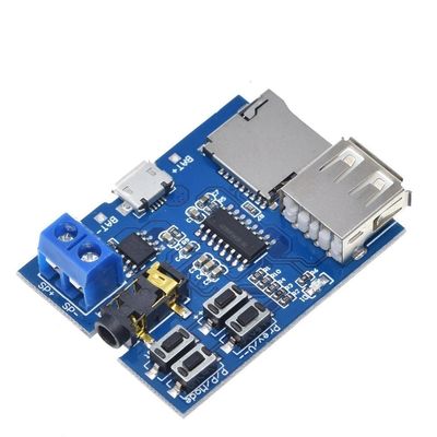 MP3 Decoder Board Audio Amplifier Module with 3.7~5.5V Power Range TF Card and U Disk Play Mode 2W Mono Amplifier